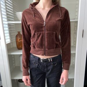 Brown swede zip up sweater, women’s size S